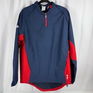 Majestic Cool Base Men's M 1/4 Zip Pullover Blue Red Jacket Removable Sleeves